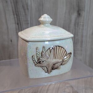 Vintage 70s Dubois' Handmade Ceramic Seashell Lidded Container/Canister